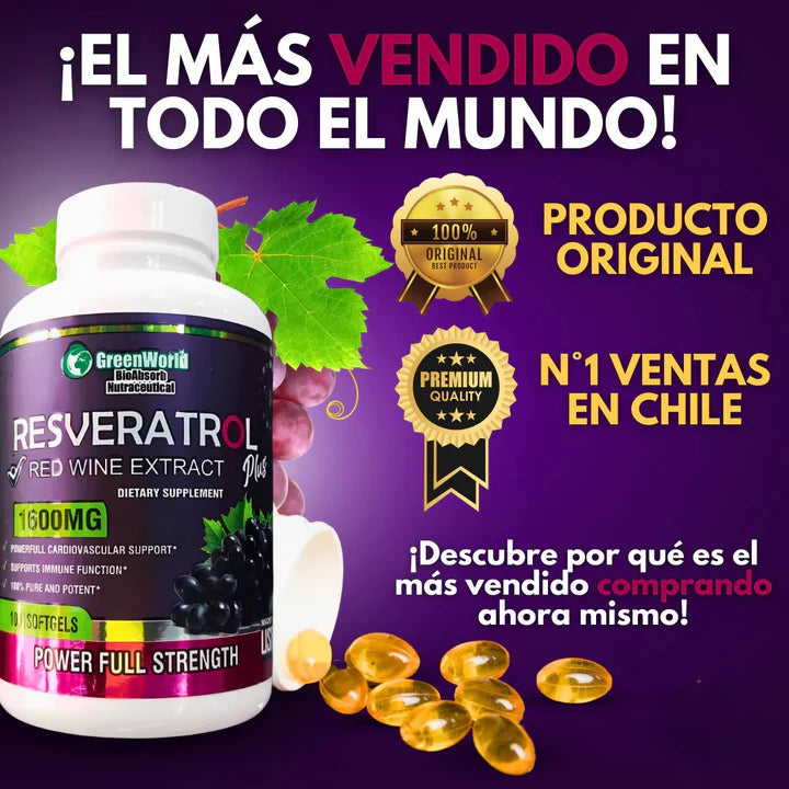 RESVERATROL 1600mg: ® El Secreto Antiedad que Tu Cuerpo Necesita🍇 + Envío Gratis